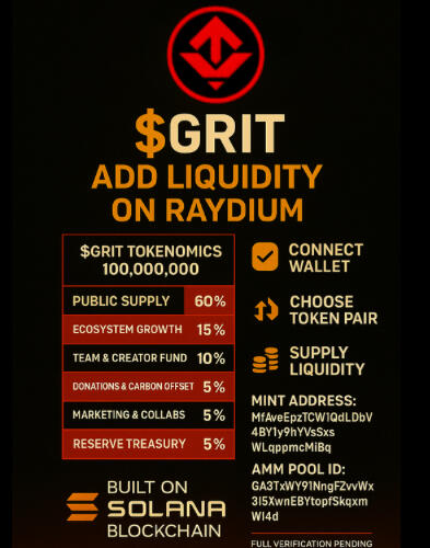 The official GRIT token born from struggle, built for creators, powered by survival.